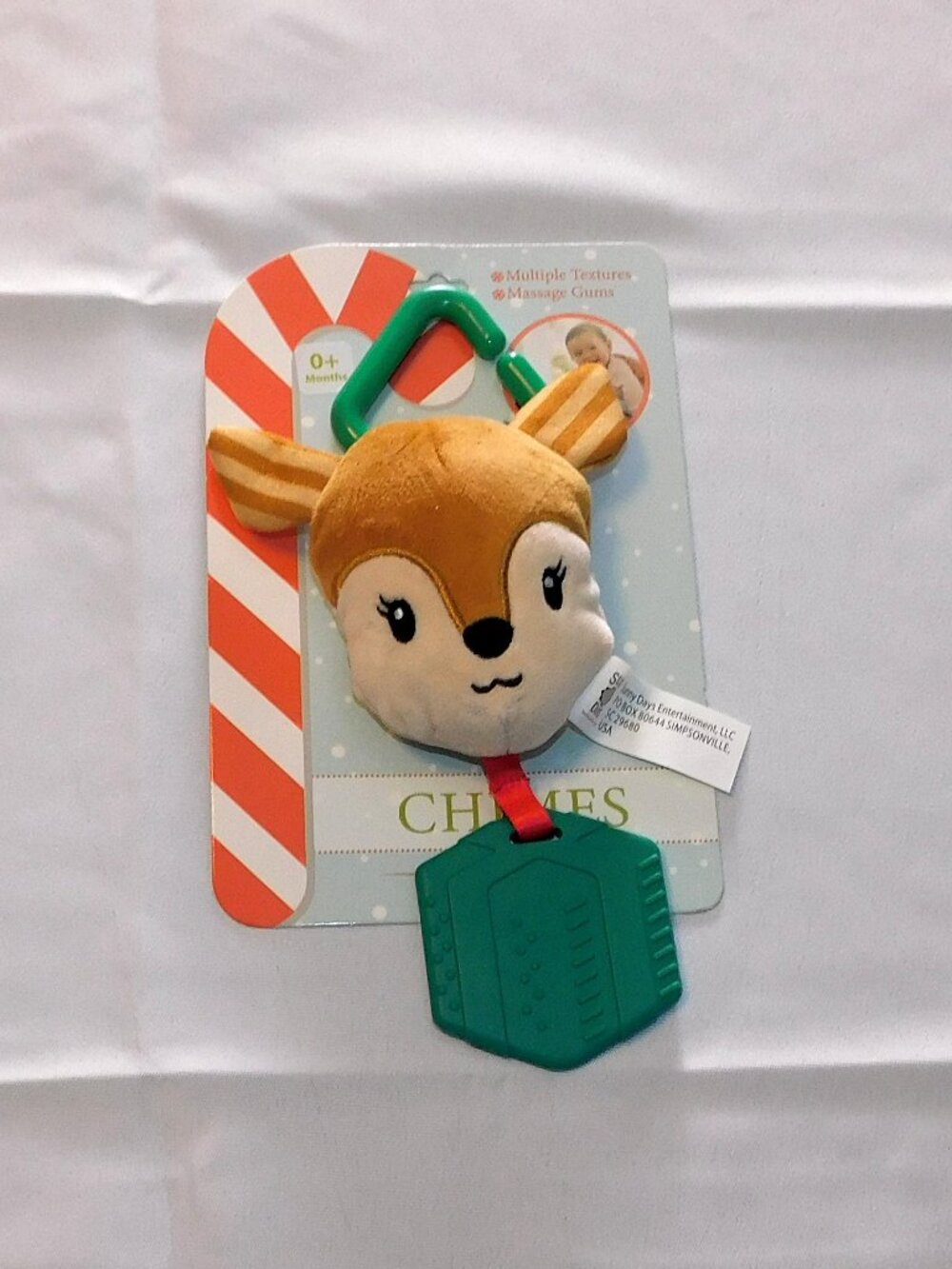 Baby First Christmas Reindeer Stroller Car Seat Toy Deer Teether Rattle NEW